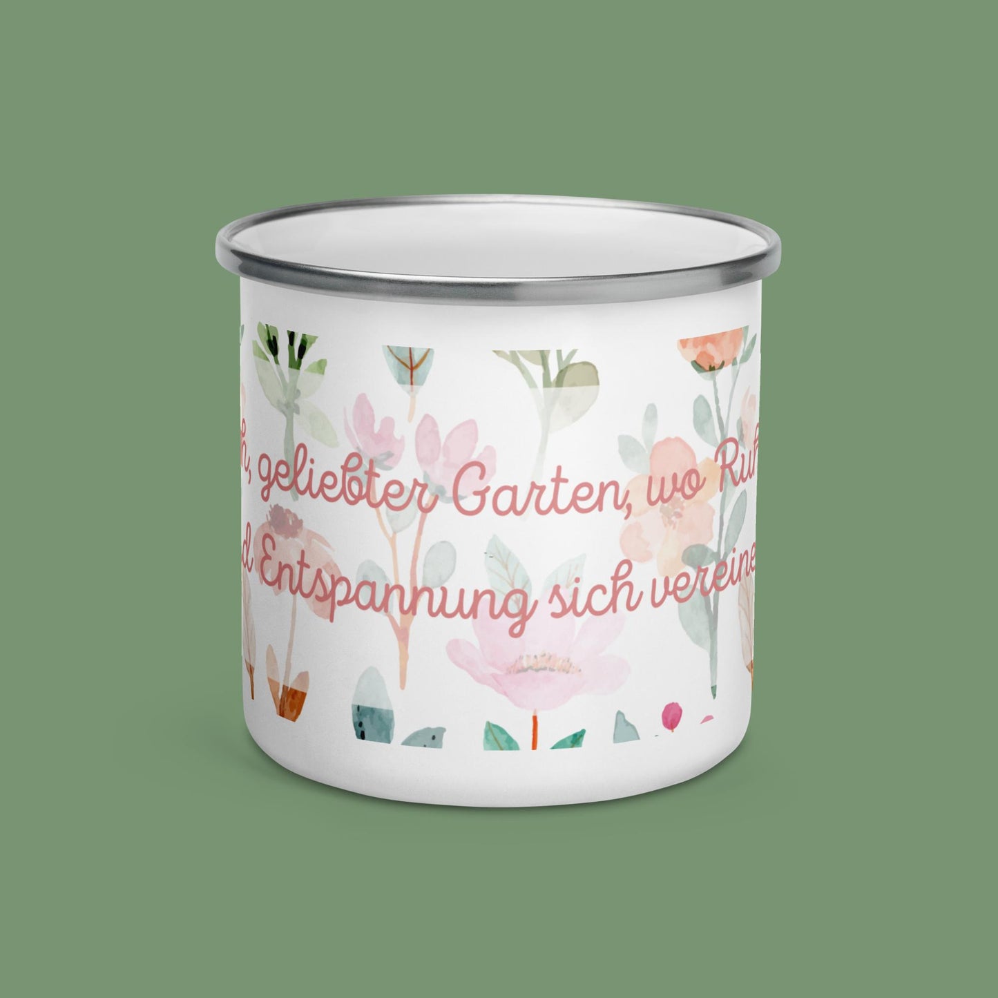 Emailletasse - Geliebter Garten 2