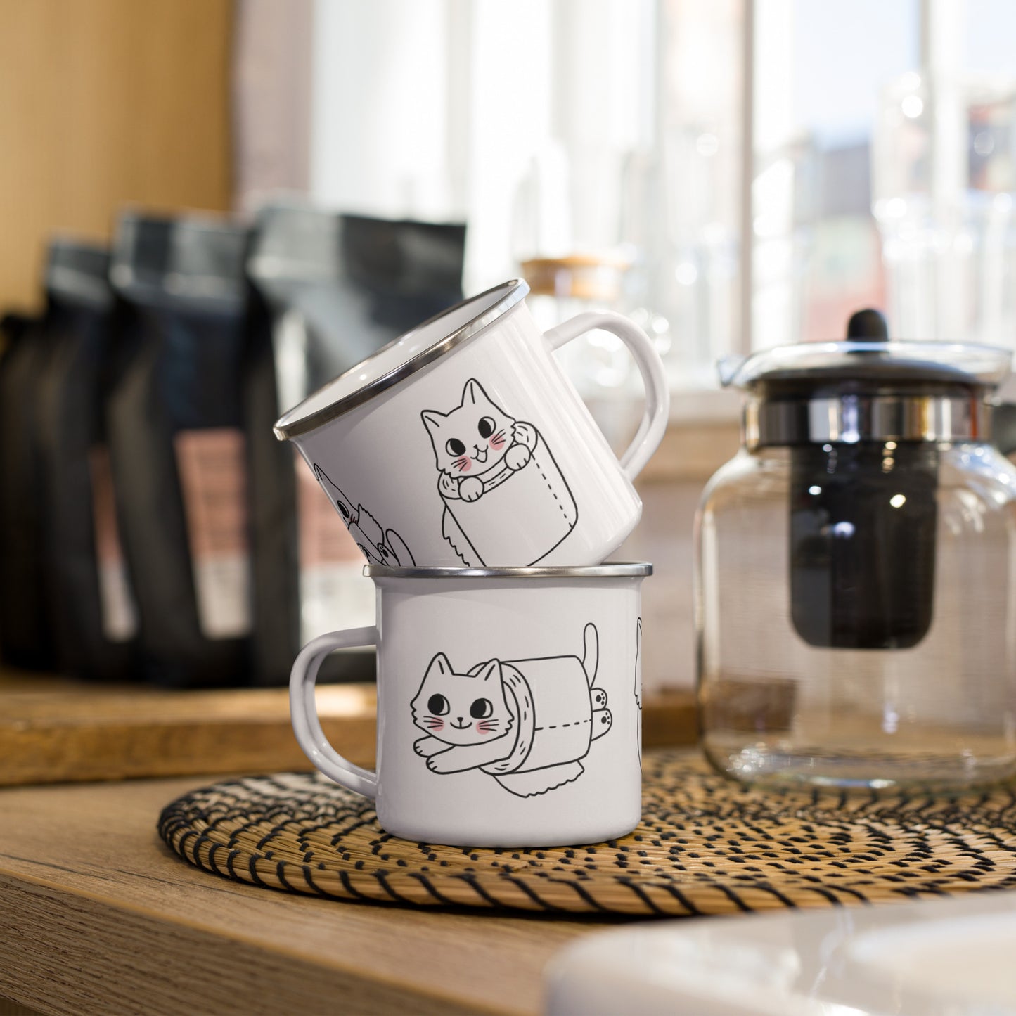 Emailletasse - Toilettenpapierkatzen :)