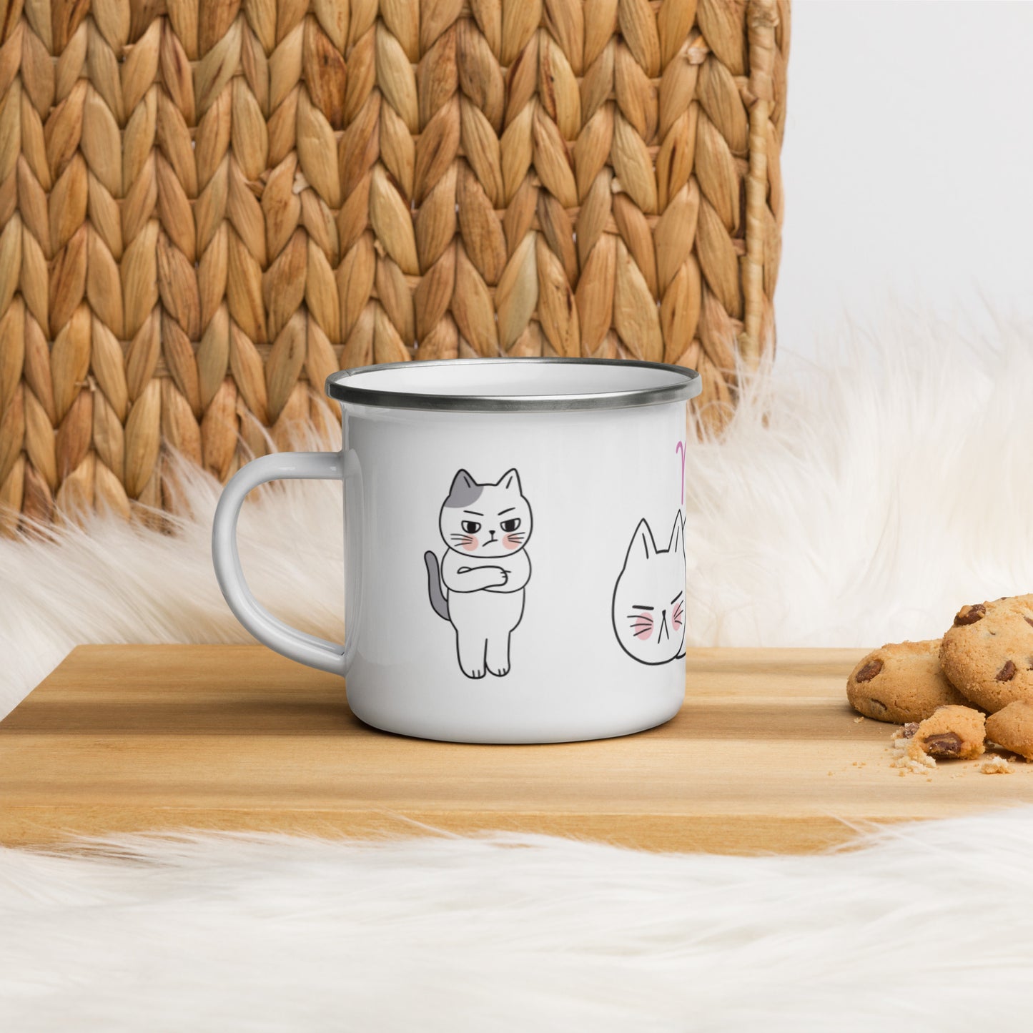 Emailletasse - genervte Katzen