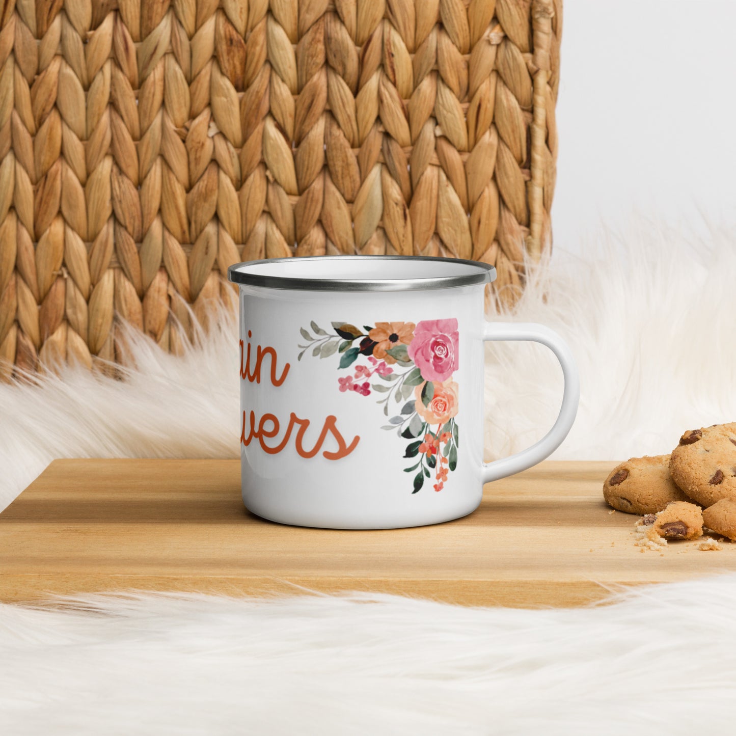 Emailletasse - no rain no flowers