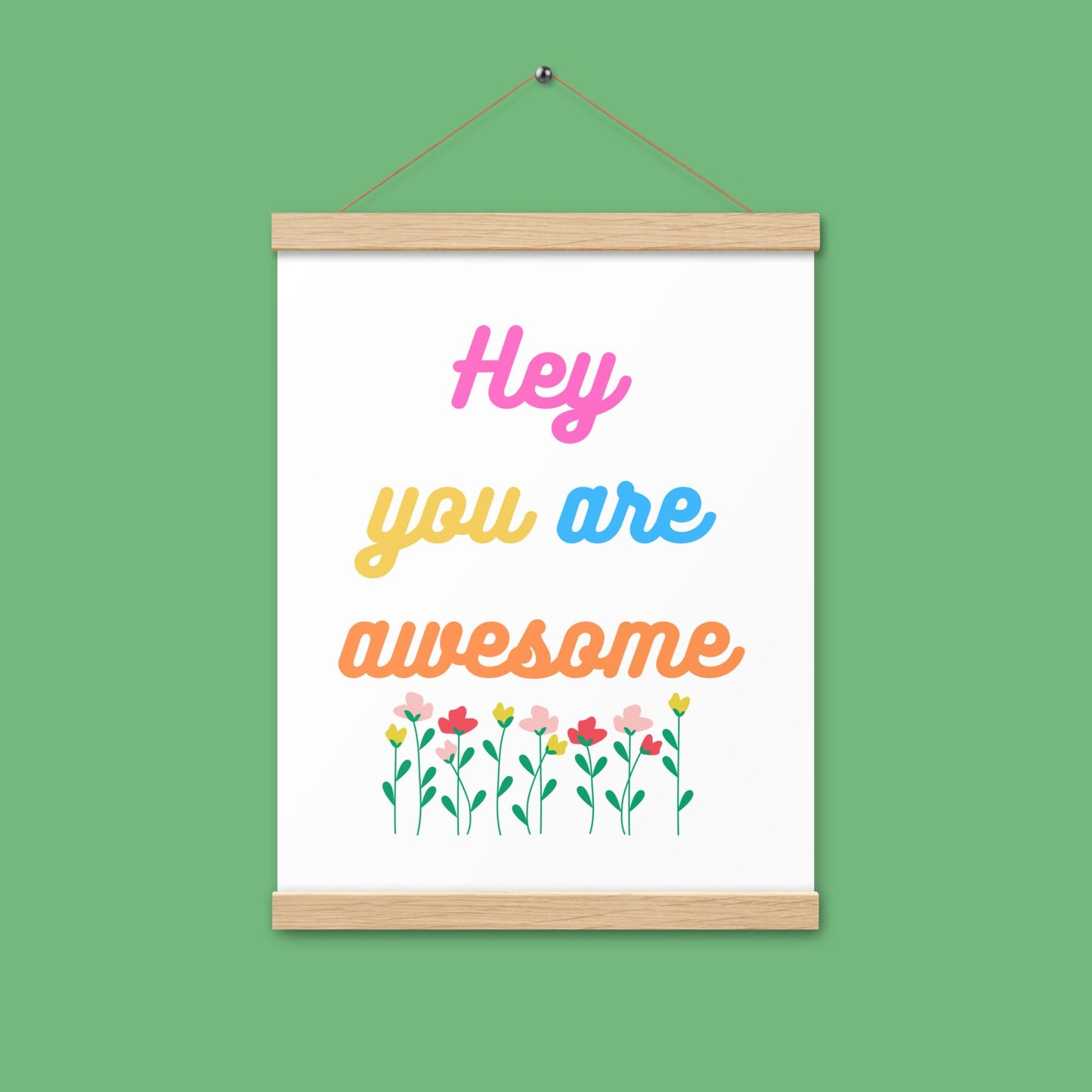 Poster - you are awesome - mit Holzaufhänger
