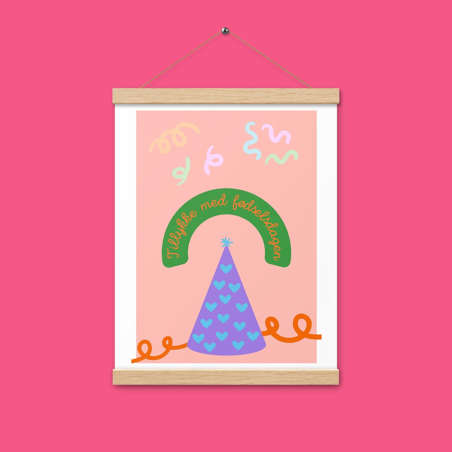 Poster - Tillykke 2 - mit Holzaufhänger
