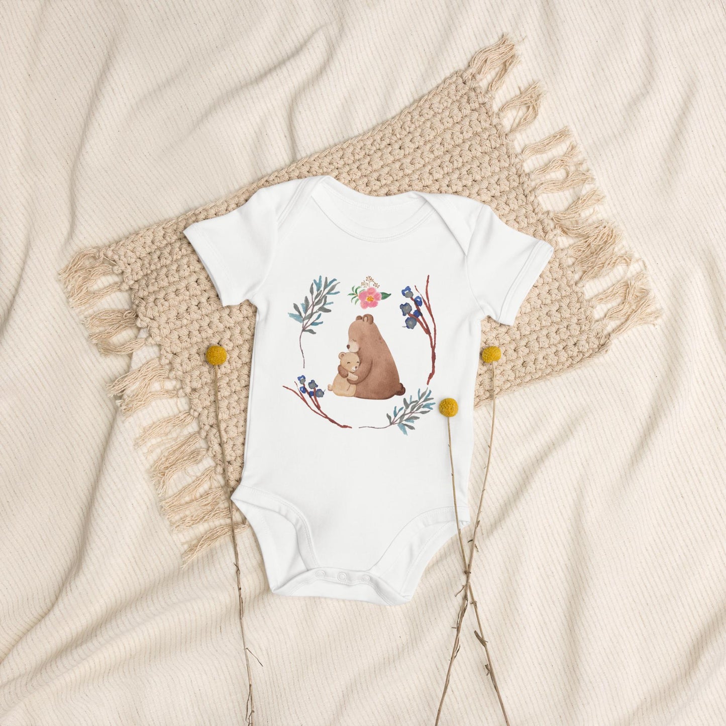 Bio Babystrampler - Liebe - floral