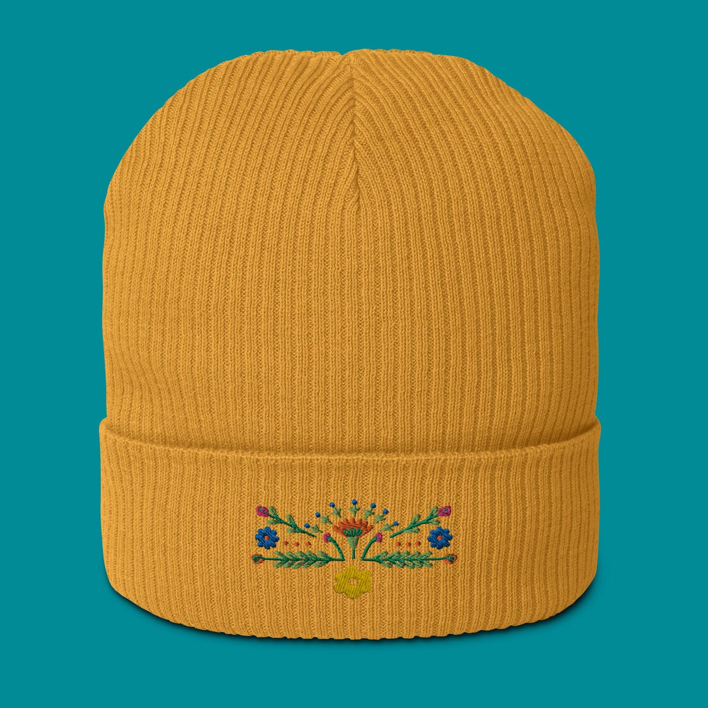 Bio-Beanie - Stickerei - Blümchen