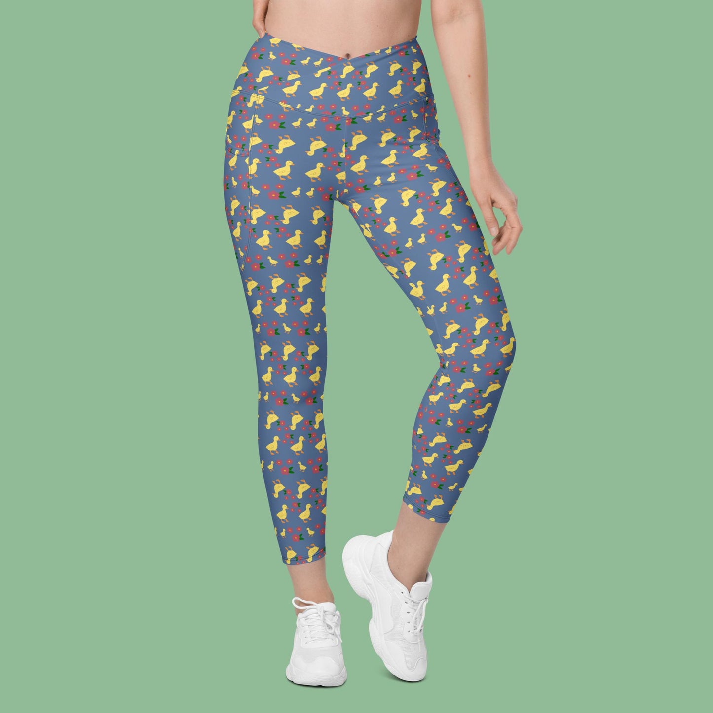 V-Bund-Leggings mit Taschen - Entchen