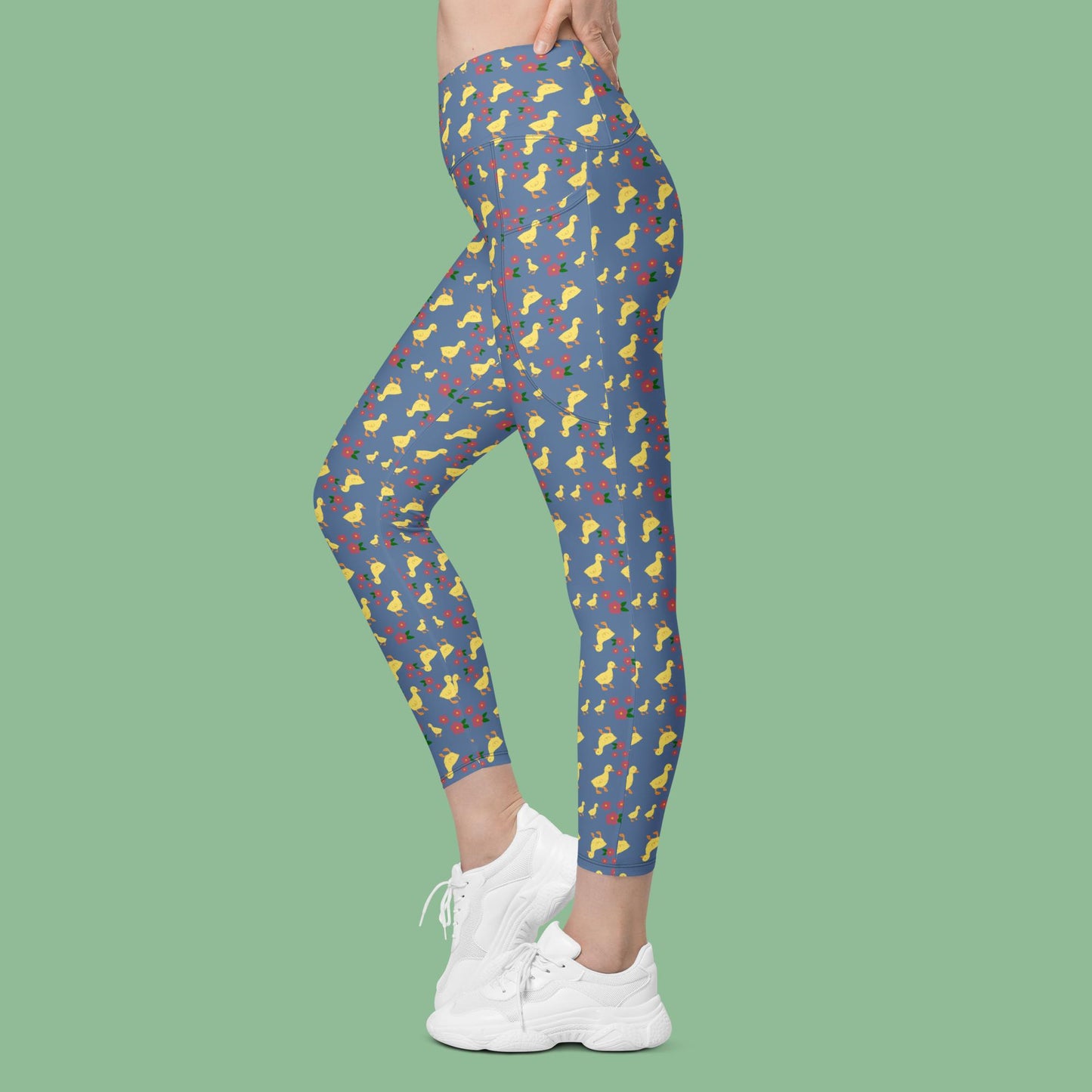 V-Bund-Leggings mit Taschen - Entchen