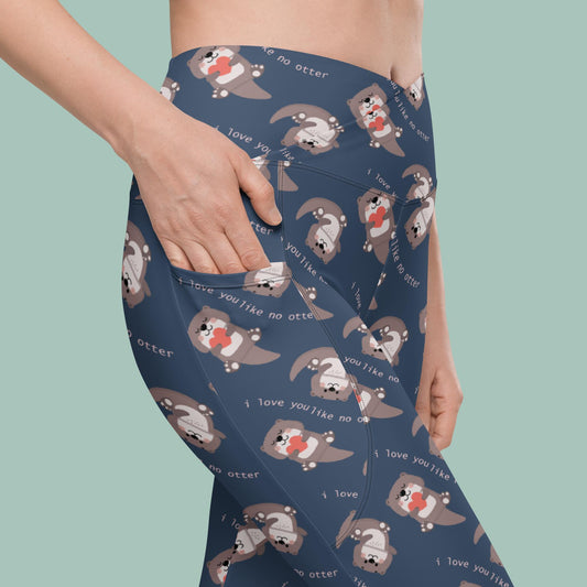 V-Bund-Leggings mit Taschen - Otter