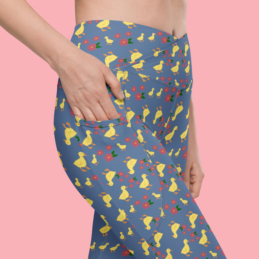 V-Bund-Leggings mit Taschen - Entchen