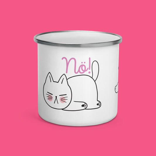 Emailletasse - genervte Katzen