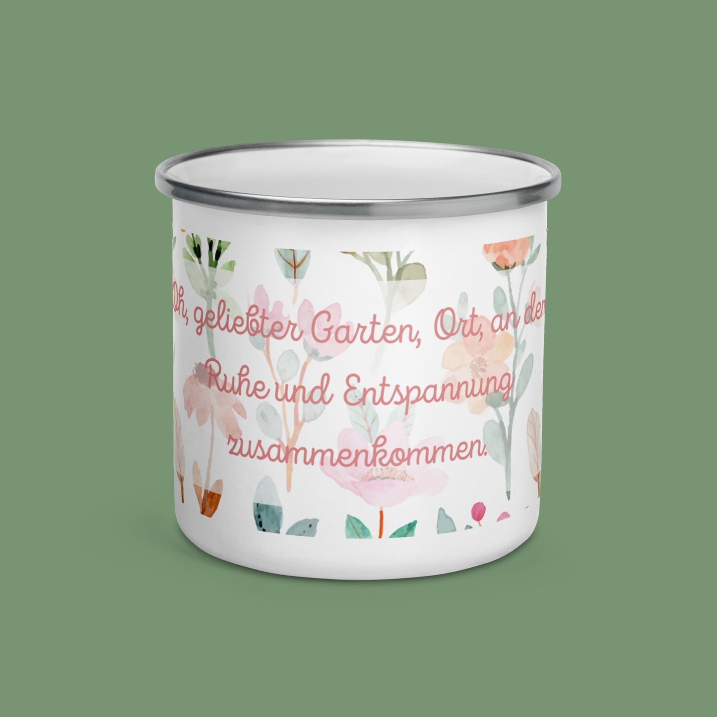Emailletasse - Geliebter Garten