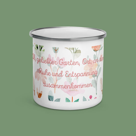 Emailletasse - Geliebter Garten