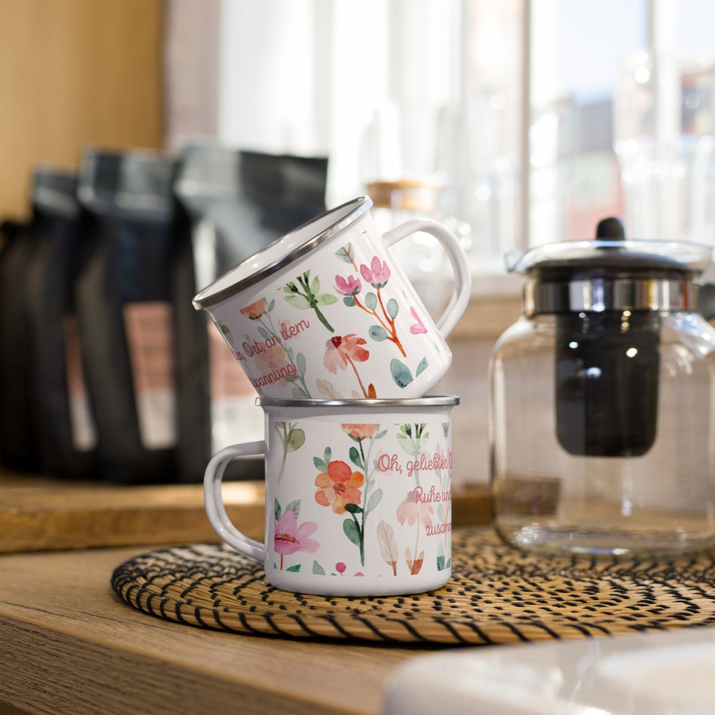Emailletasse - Geliebter Garten