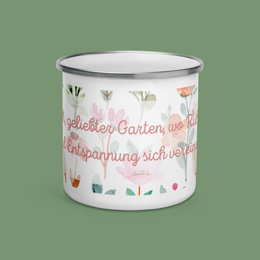 Emailletasse - Geliebter Garten 2
