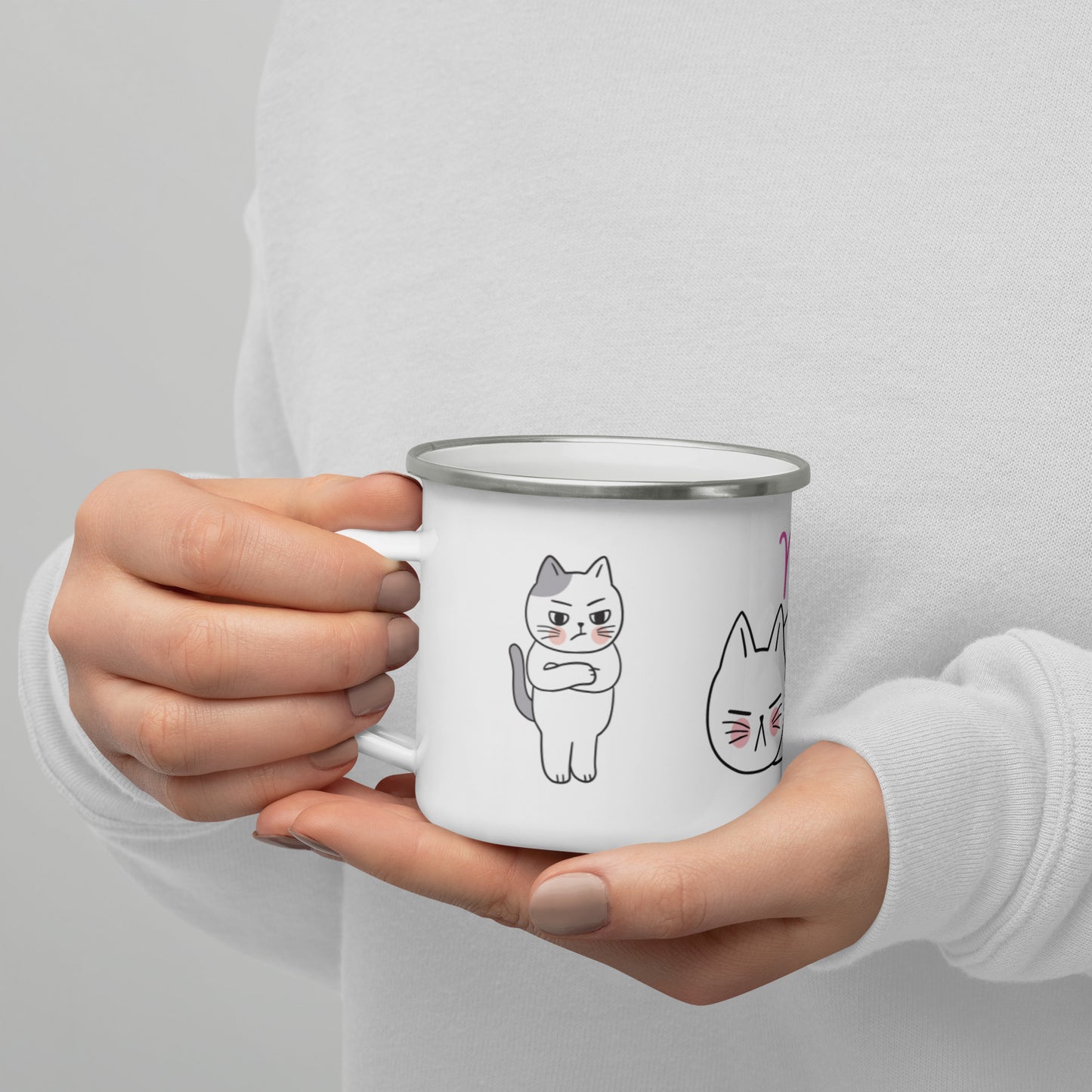 Emailletasse - genervte Katzen