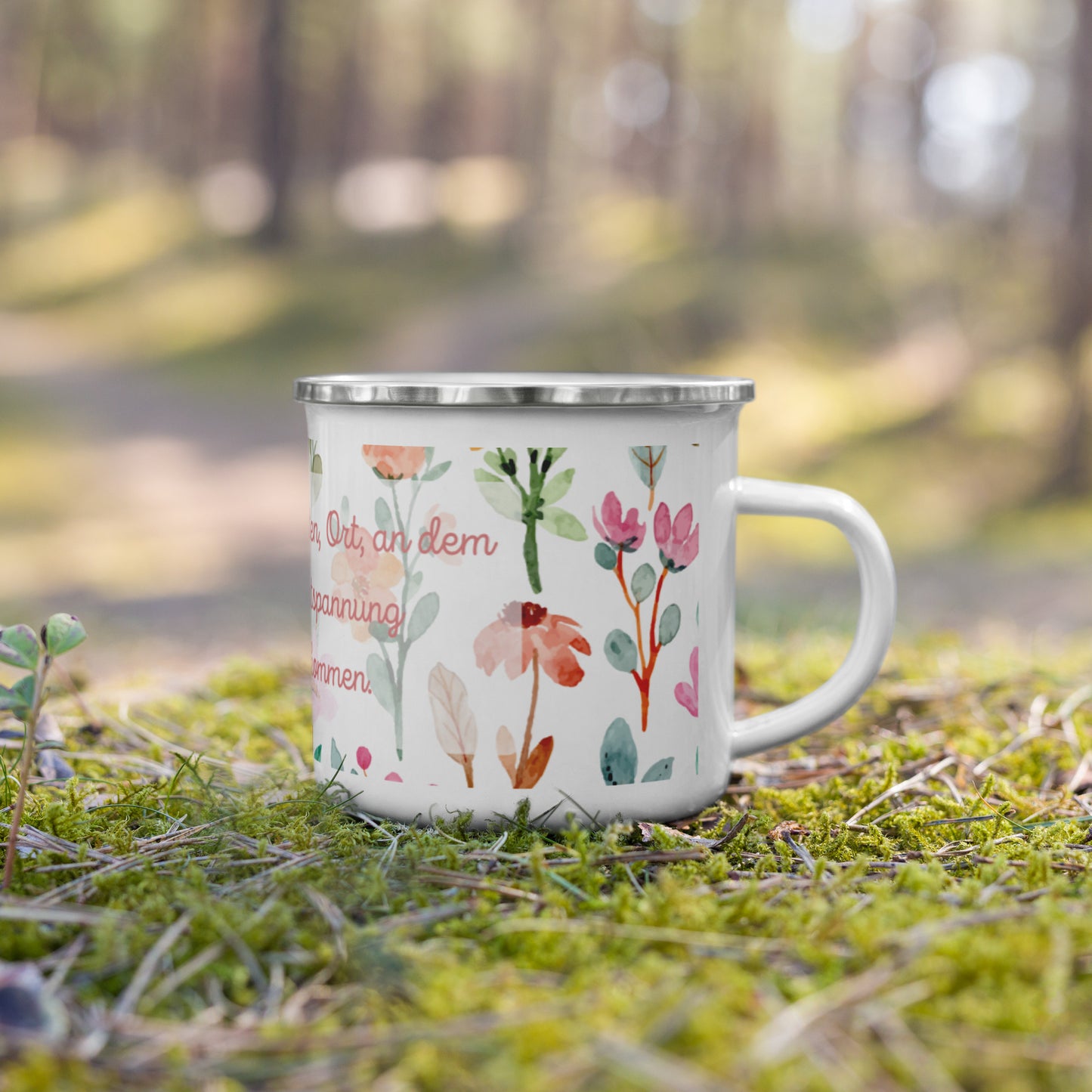 Emailletasse - Geliebter Garten
