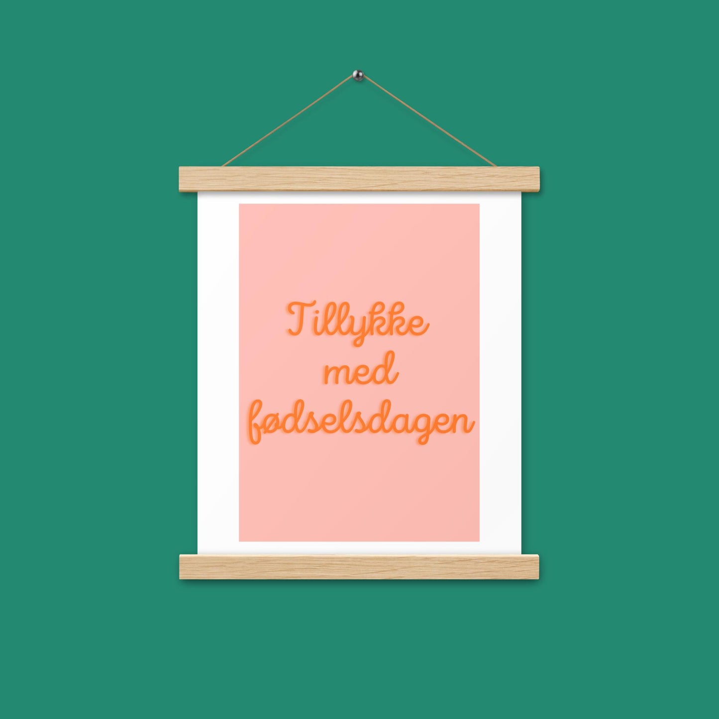 Poster - Tillykke - mit Holzaufhänger