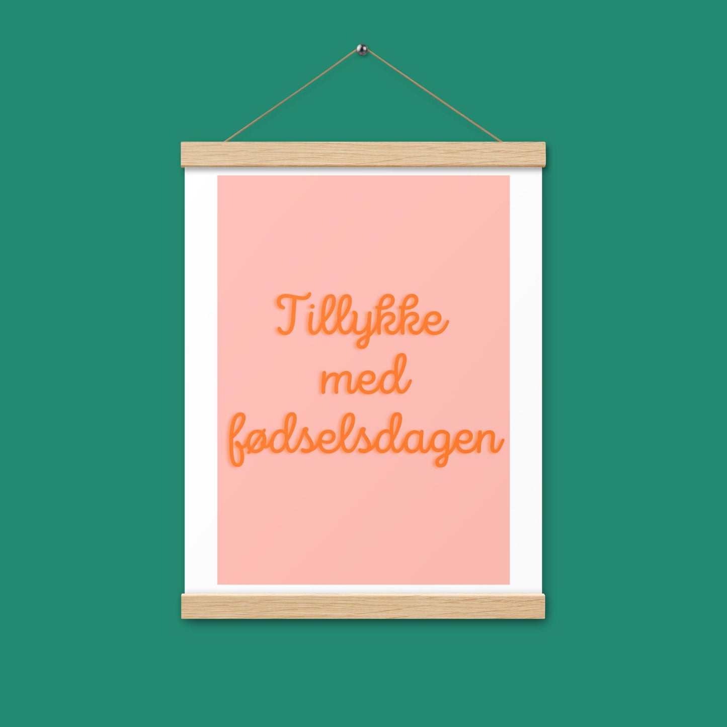 Poster - Tillykke - mit Holzaufhänger