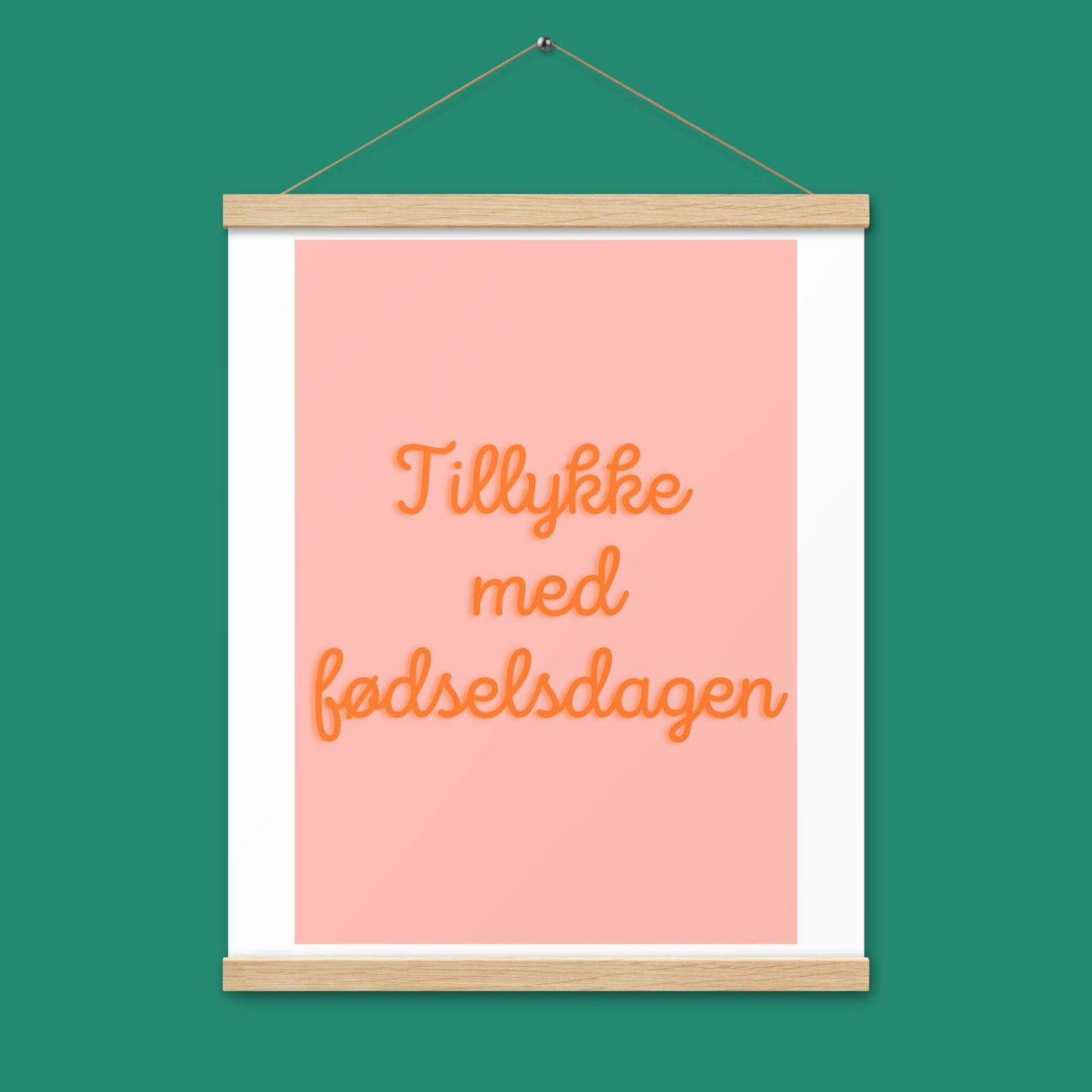Poster - Tillykke - mit Holzaufhänger