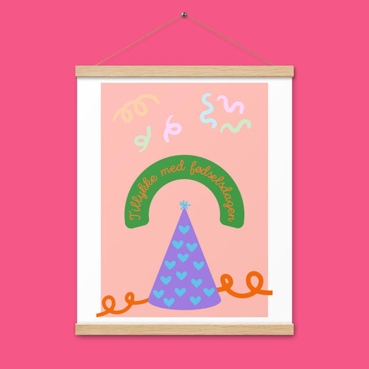 Poster - Tillykke 2 - mit Holzaufhänger