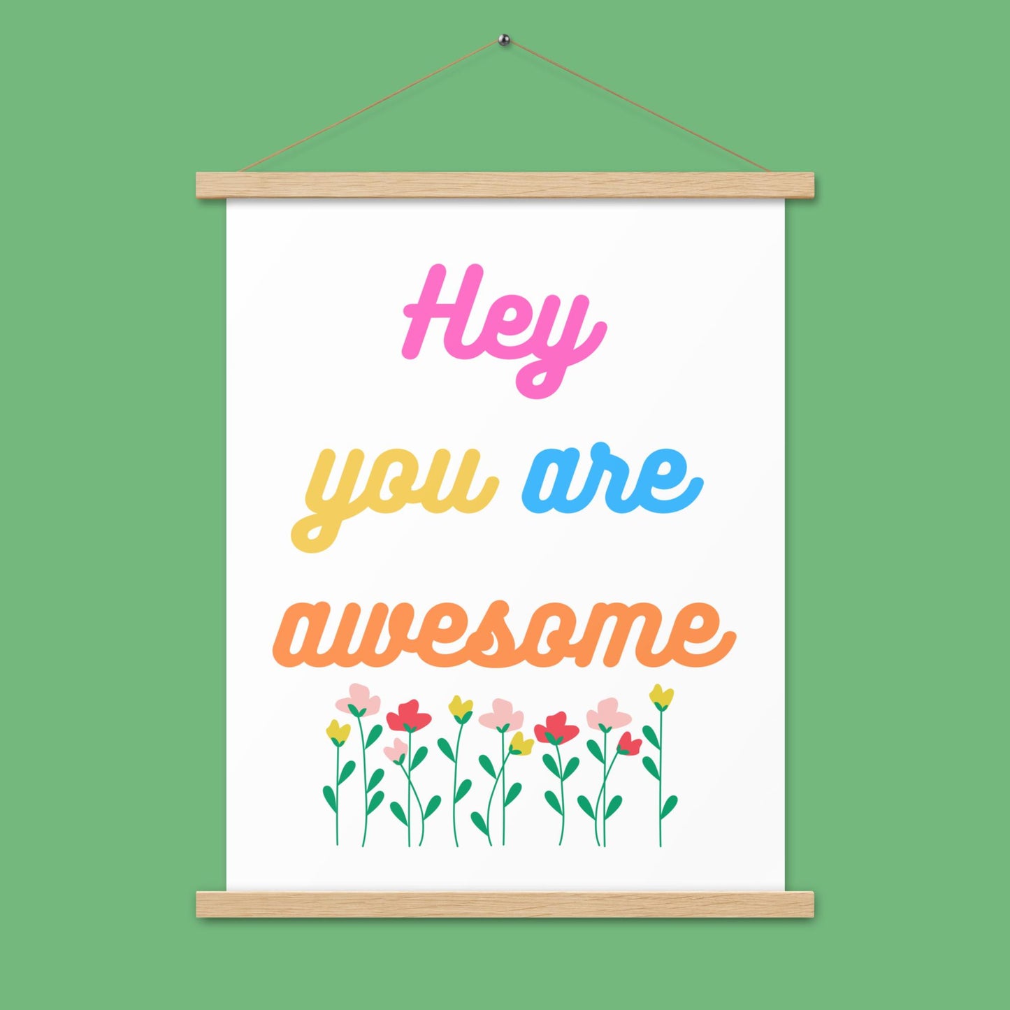 Poster - you are awesome - mit Holzaufhänger