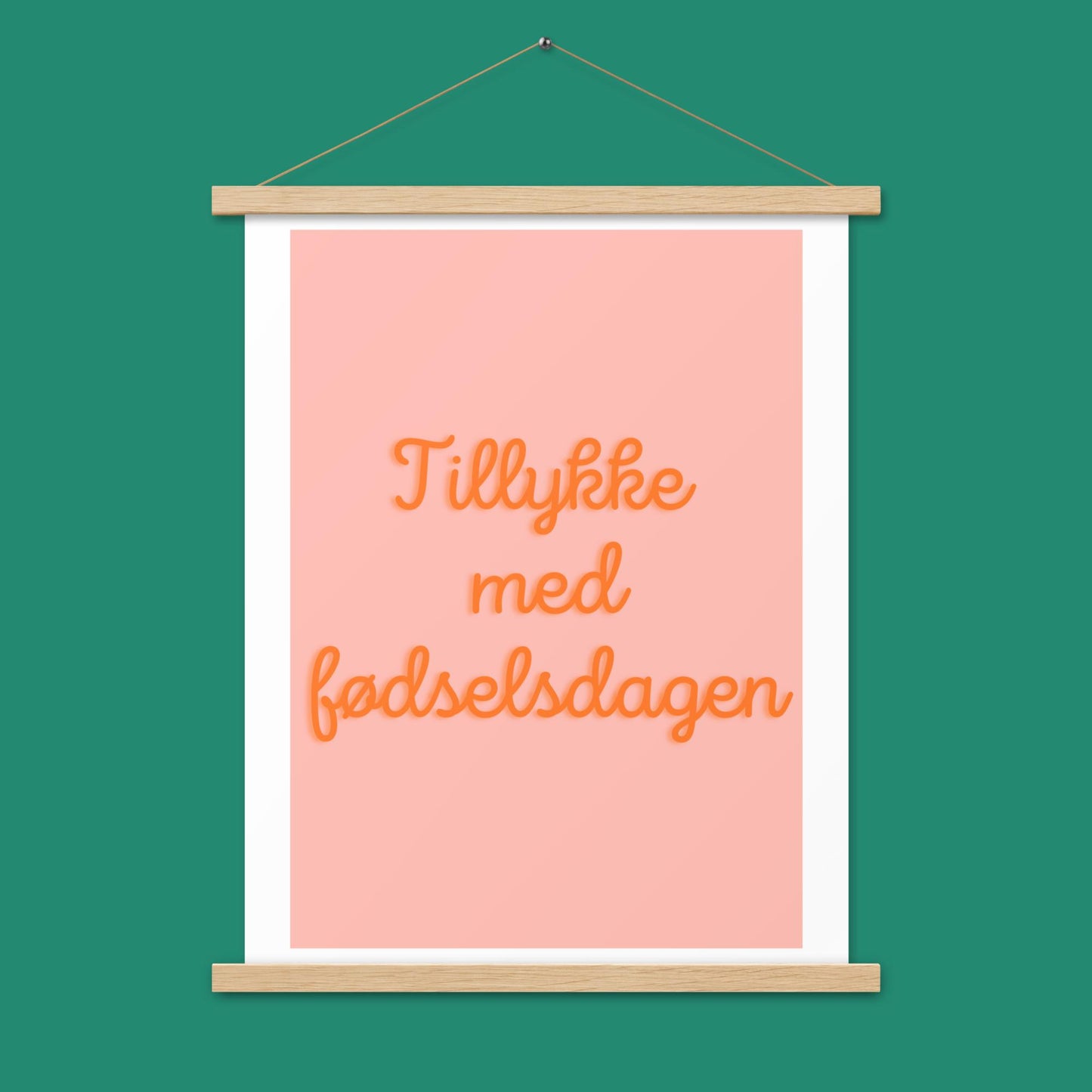 Poster - Tillykke - mit Holzaufhänger