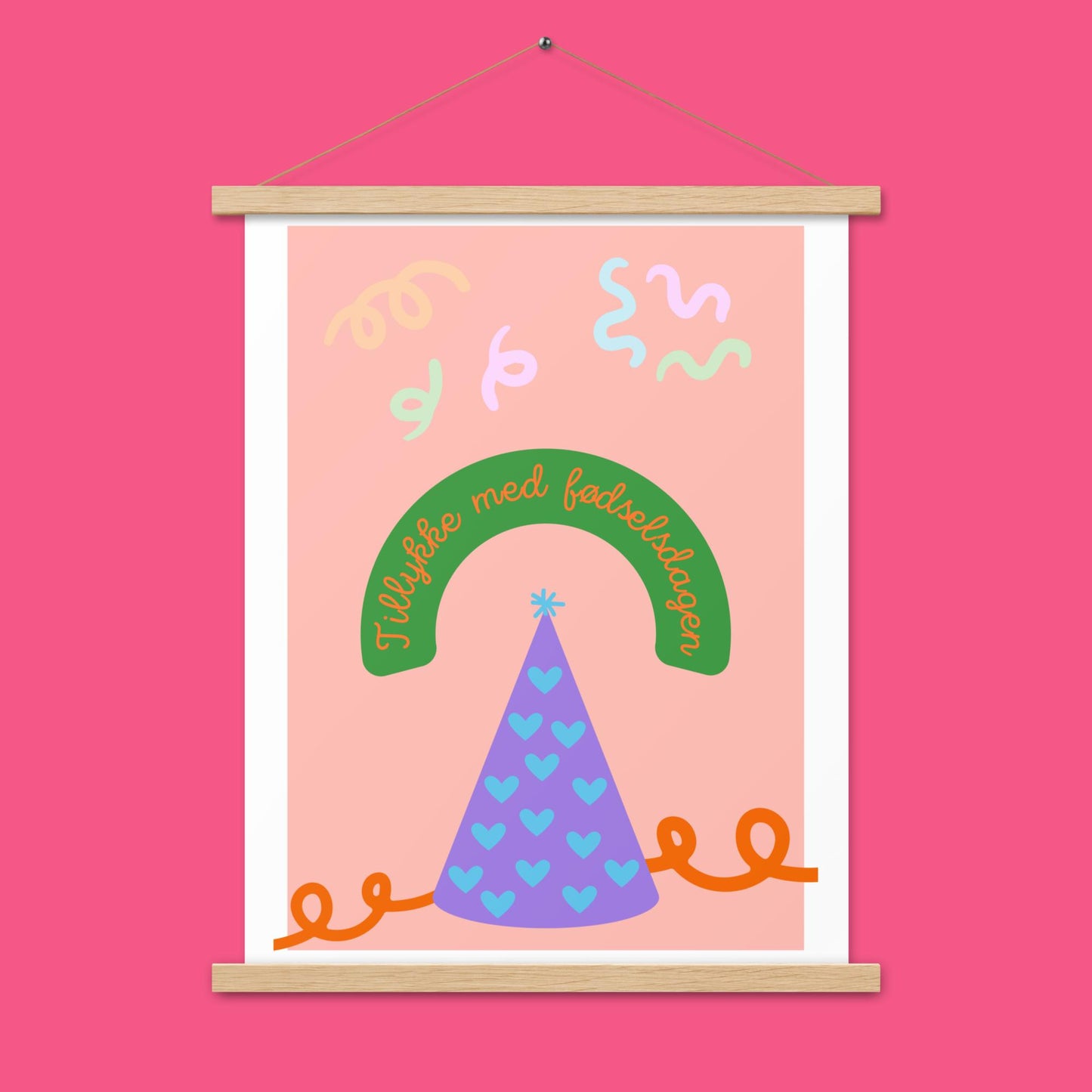Poster - Tillykke 2 - mit Holzaufhänger