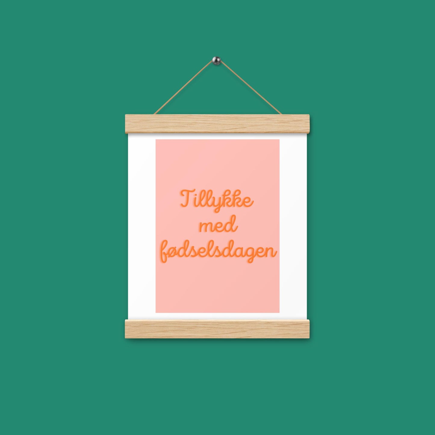 Poster - Tillykke - mit Holzaufhänger