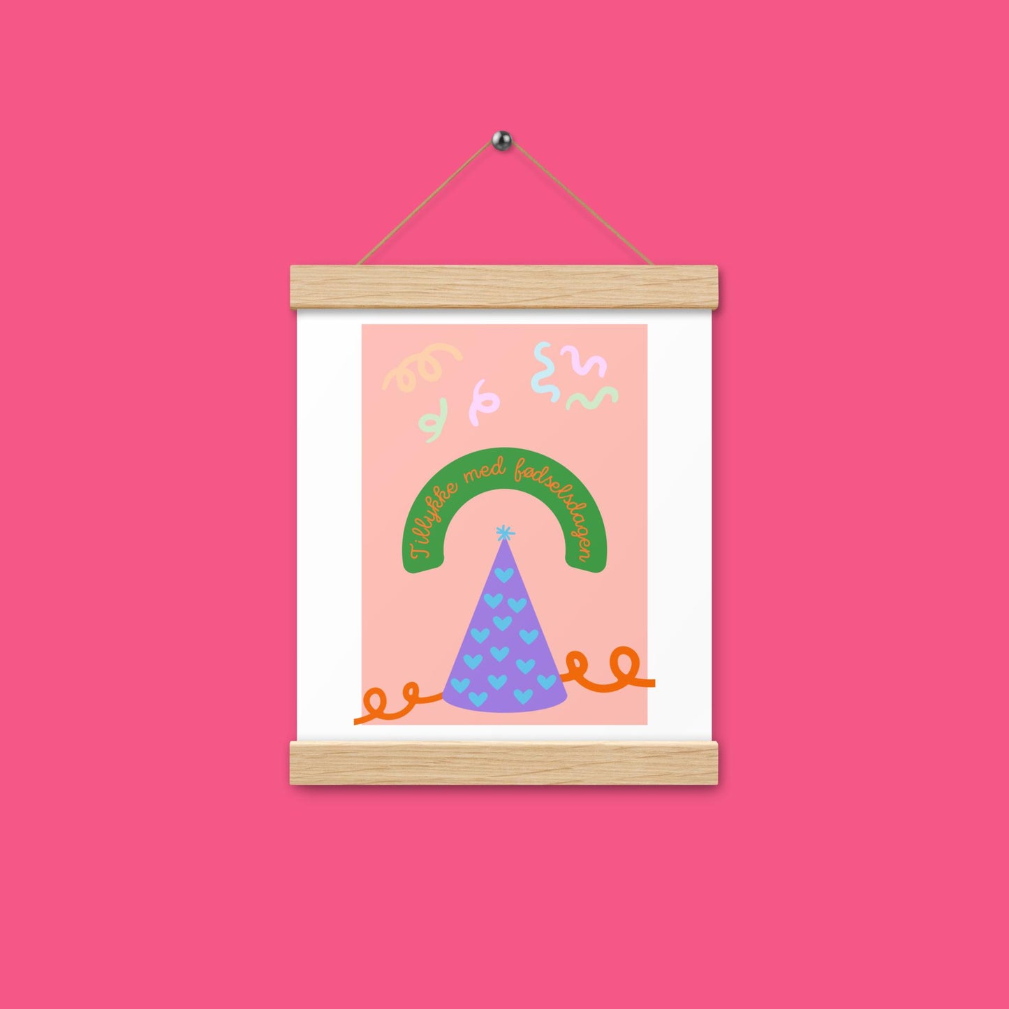 Poster - Tillykke 2 - mit Holzaufhänger