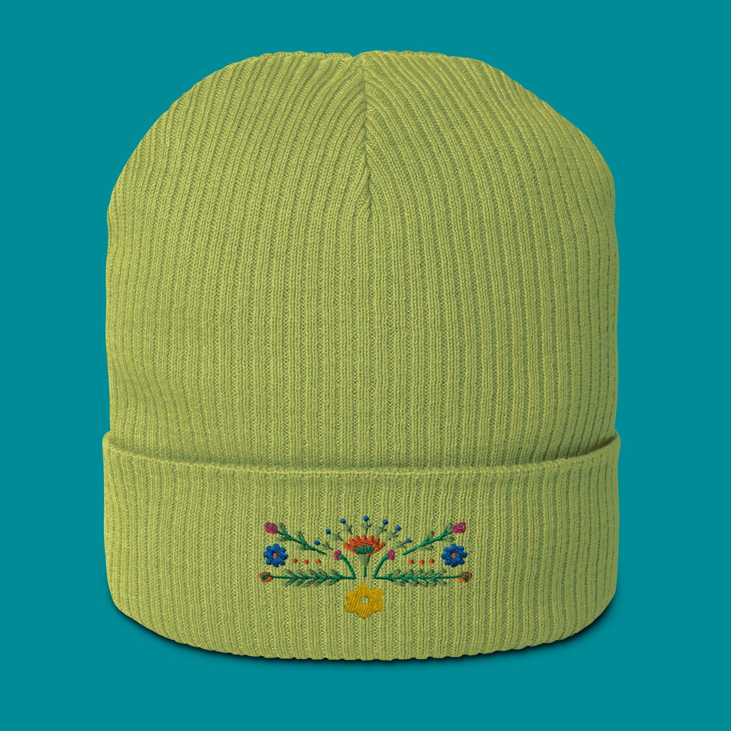 Bio-Beanie - Stickerei - Blümchen