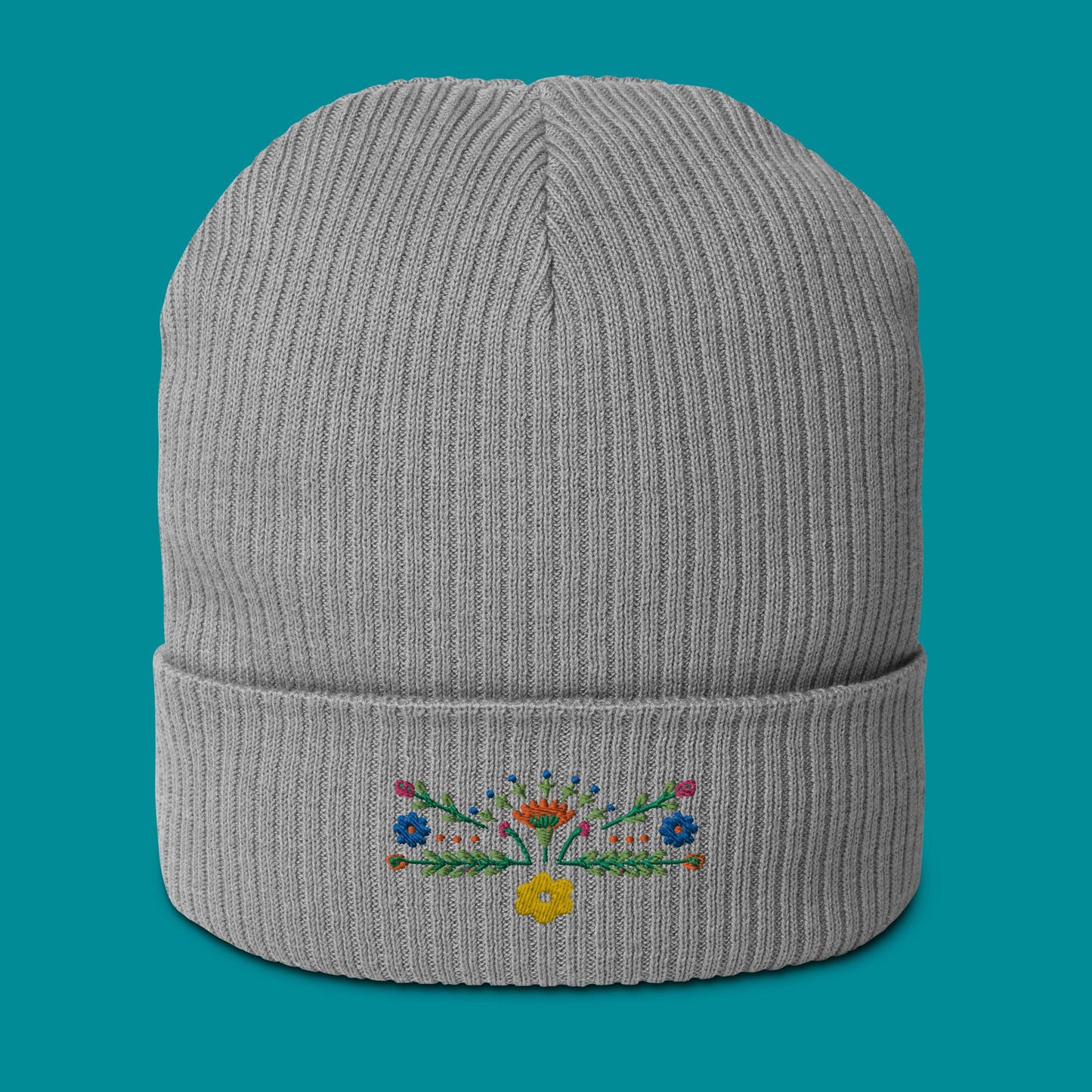 Bio-Beanie - Stickerei - Blümchen